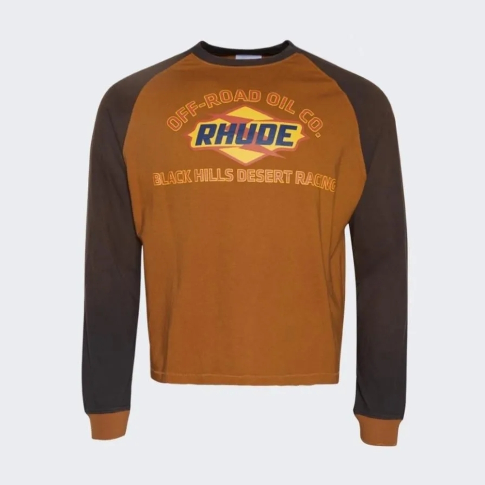 RHUDE Black Hills Raglan Ls Camel/Black Size XS RHPF23TT1012692-CMB